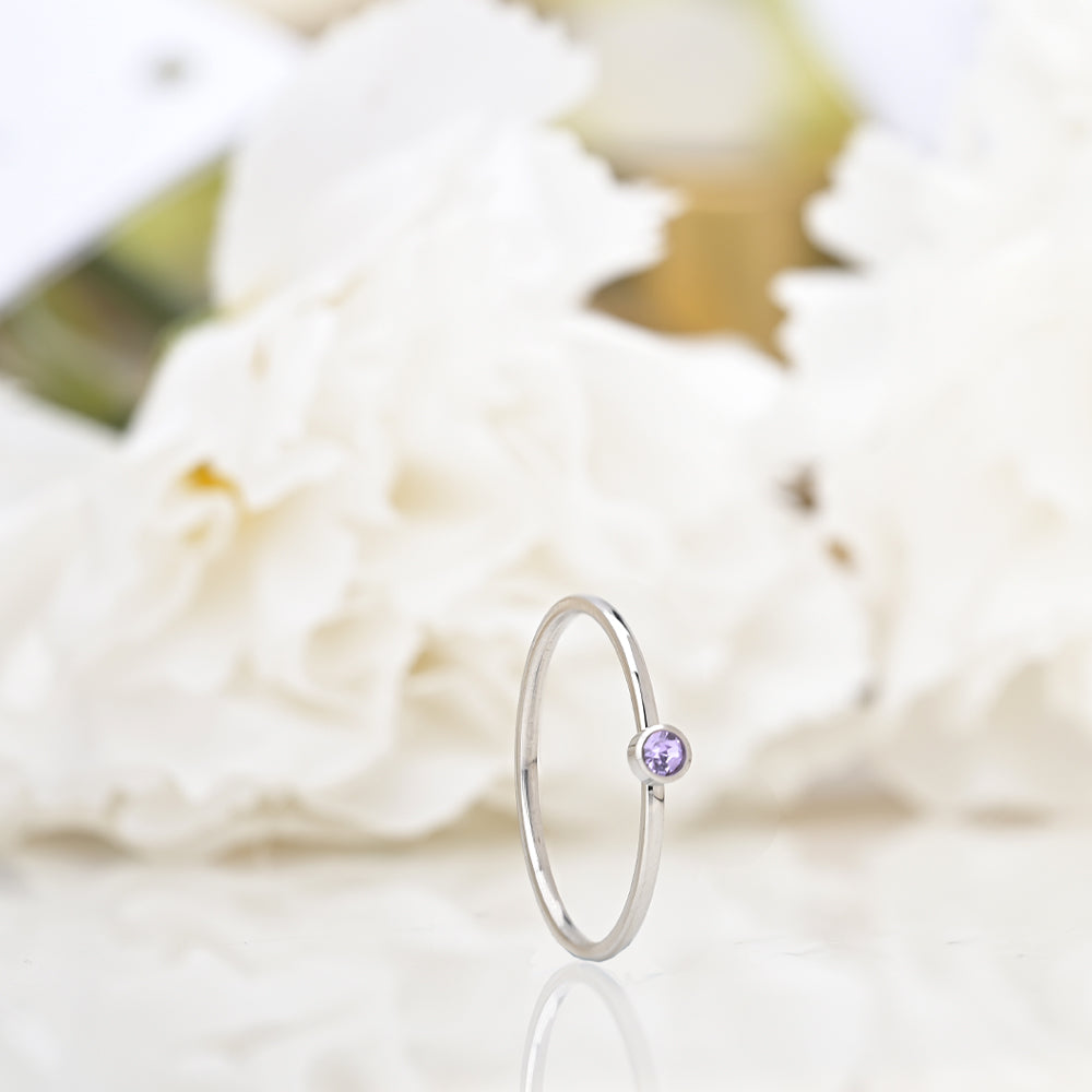 Cute Birthstone Ring | 18k White Gold Plated