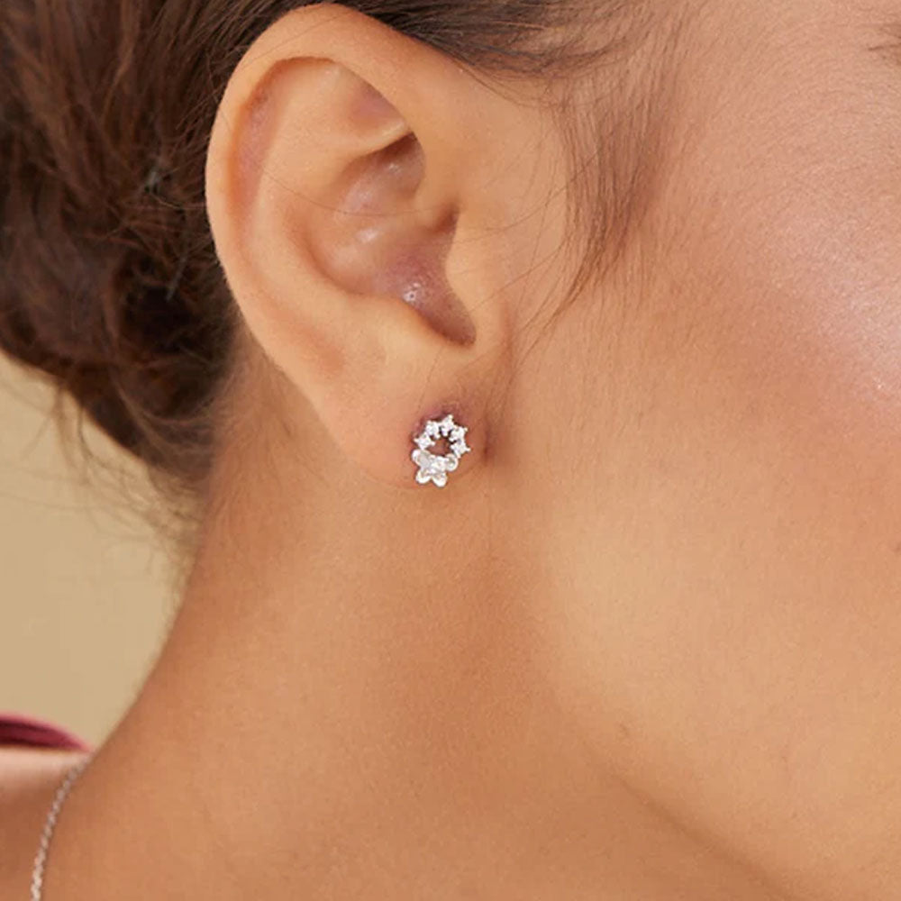 Weiss Wreath Stud Earrings- 925 Silver
