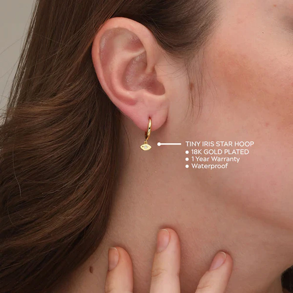 Tiny Iris Star Hoop Earrings