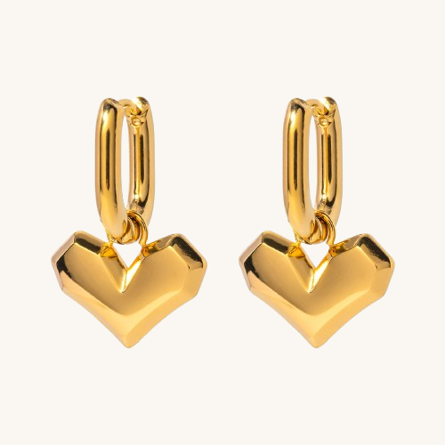 Peripheral Heart Earrings & Heart Ball Chain Pendant Combo Set