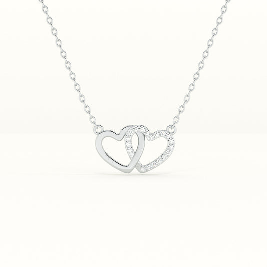 Linked Heart 925 Sterling Silver Necklace