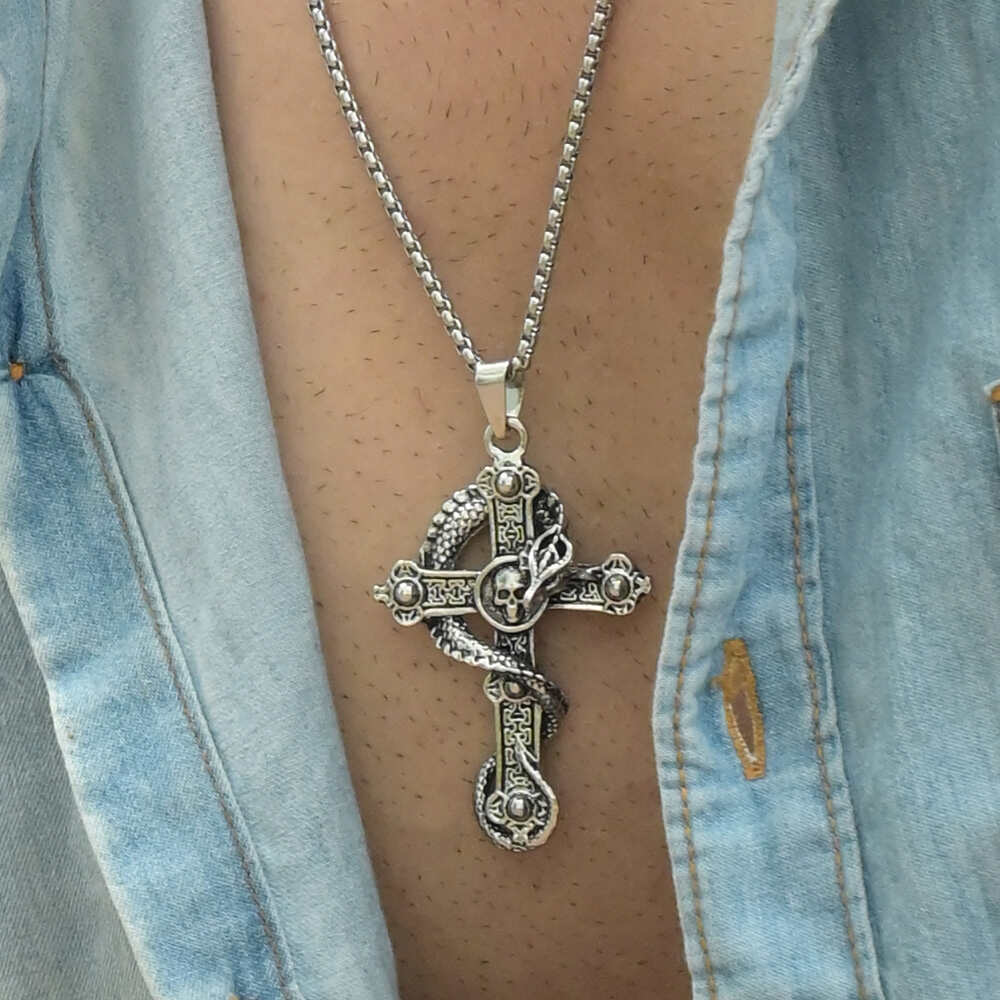 Serpent Cross Necklace