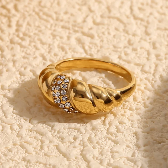 Zirconia Croissant Gold Ring