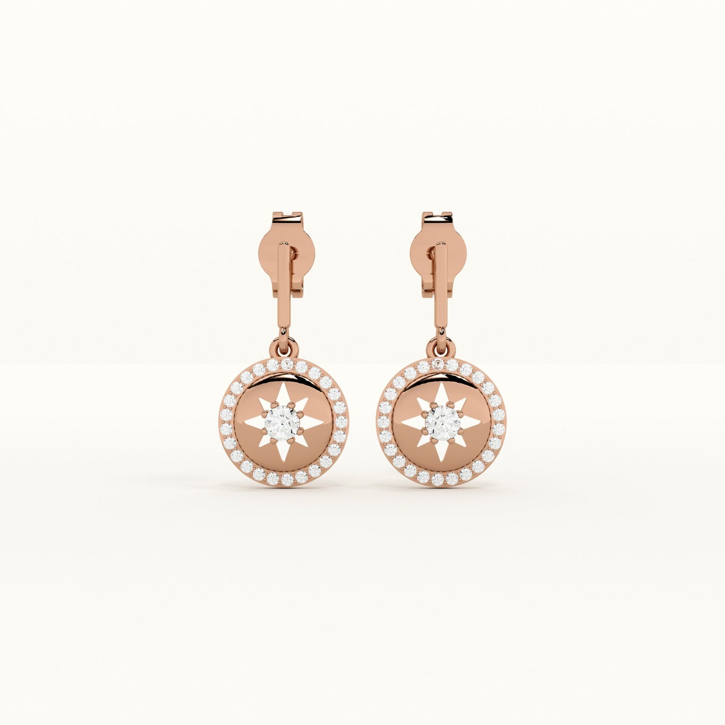 Starburst 925 Sterling Silver Rose Gold Drop Earrings
