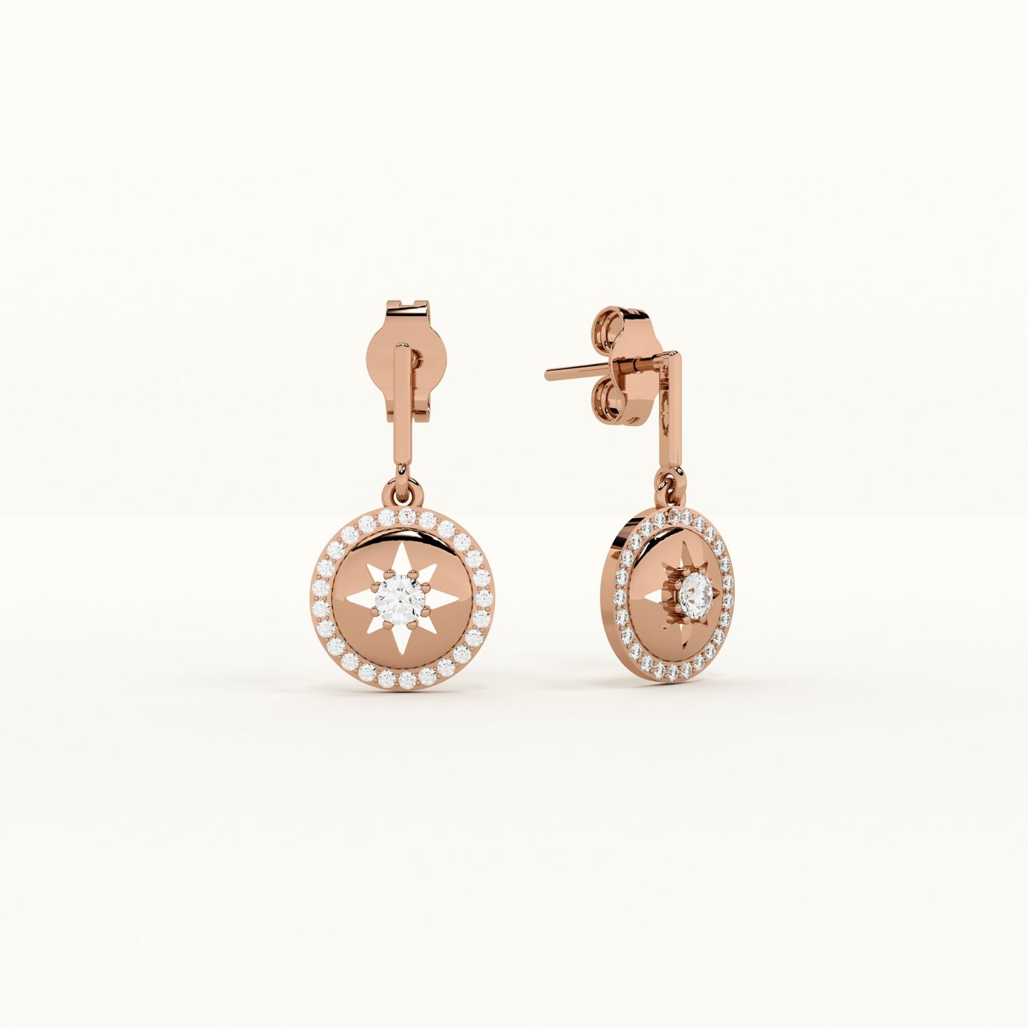 Starburst 925 Sterling Silver Rose Gold Drop Earrings