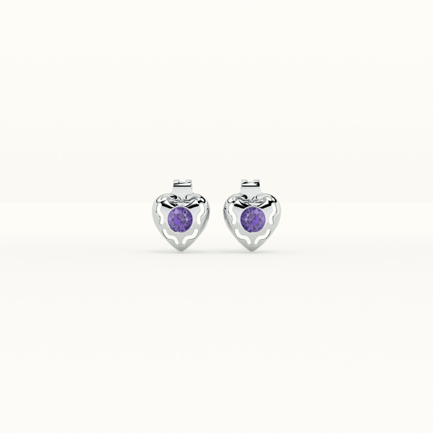 Silver Heart 925 Sterling Silver Stud Earrings