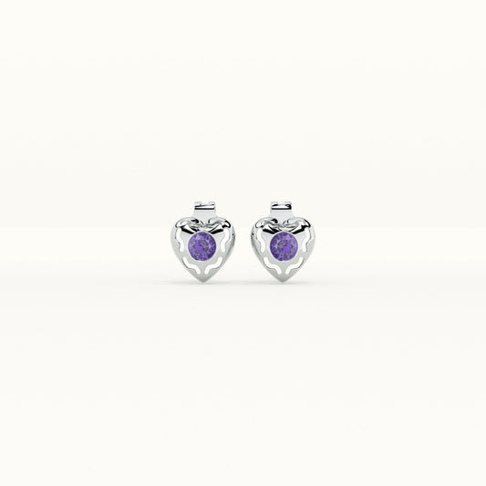 Silver Heart 925 Sterling Silver Stud Earrings