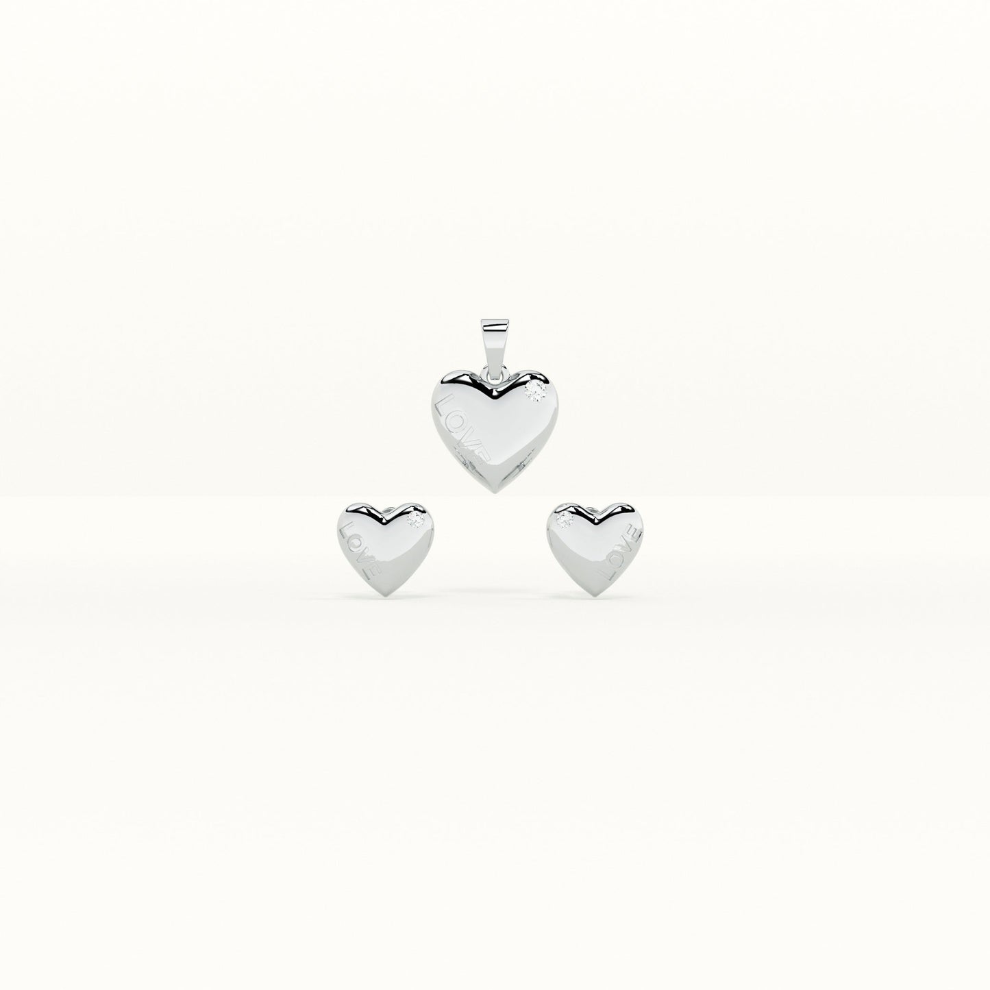 Eternal Love 925 Sterling Silver Pendant and Earring Set