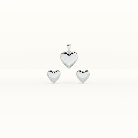 Eternal Love 925 Sterling Silver Pendant and Earring Set