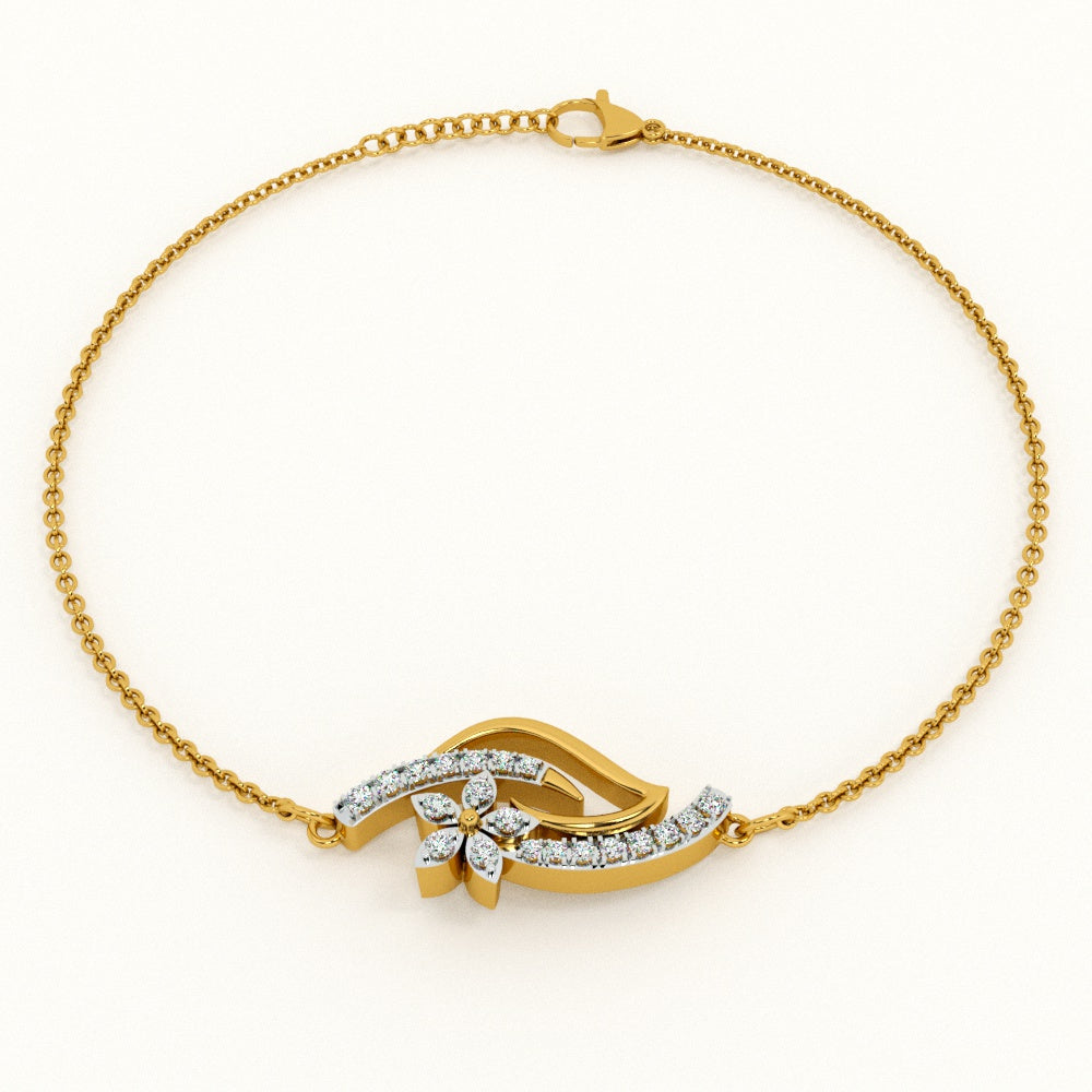 Floral Wave 9KT Gold Lab Grown Diamond Bracelet