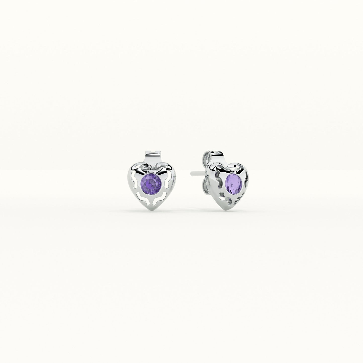 Silver Heart 925 Sterling Silver Stud Earrings