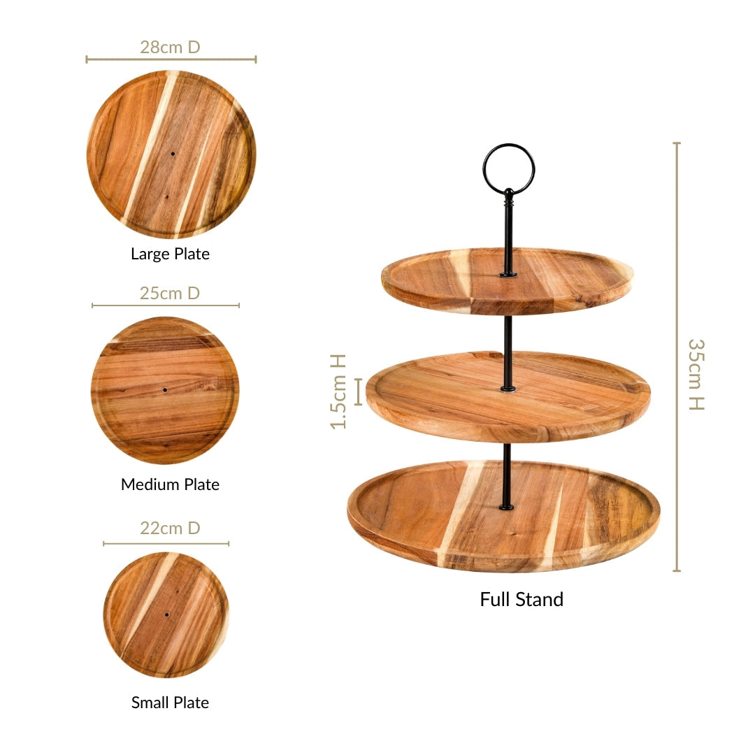 3 Tier Acacia Wood Cupcake Stand