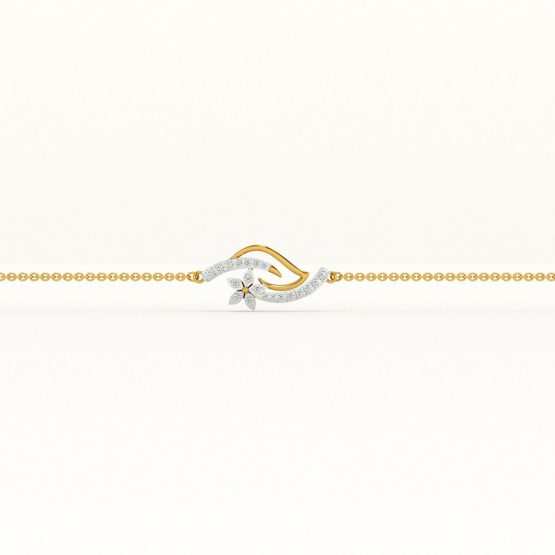 Floral Wave 9KT Gold Lab Grown Diamond Bracelet