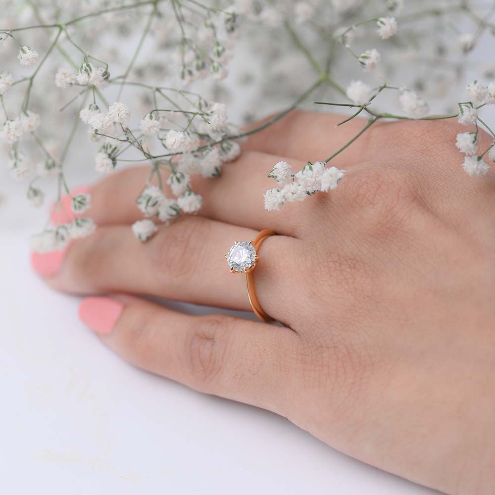 Celestial Solitaire Diamond Ring | 18K Gold Vermeil