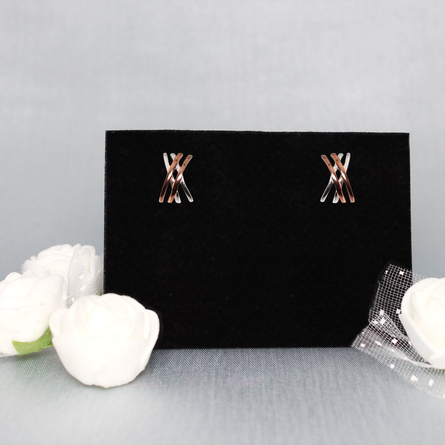 Silver Rose Gold Linear Earrings