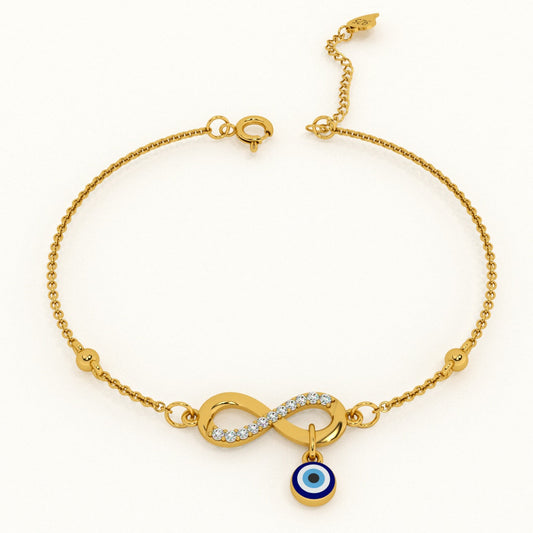 Evil Eye Infinite Charm  925 Silver Bracelet