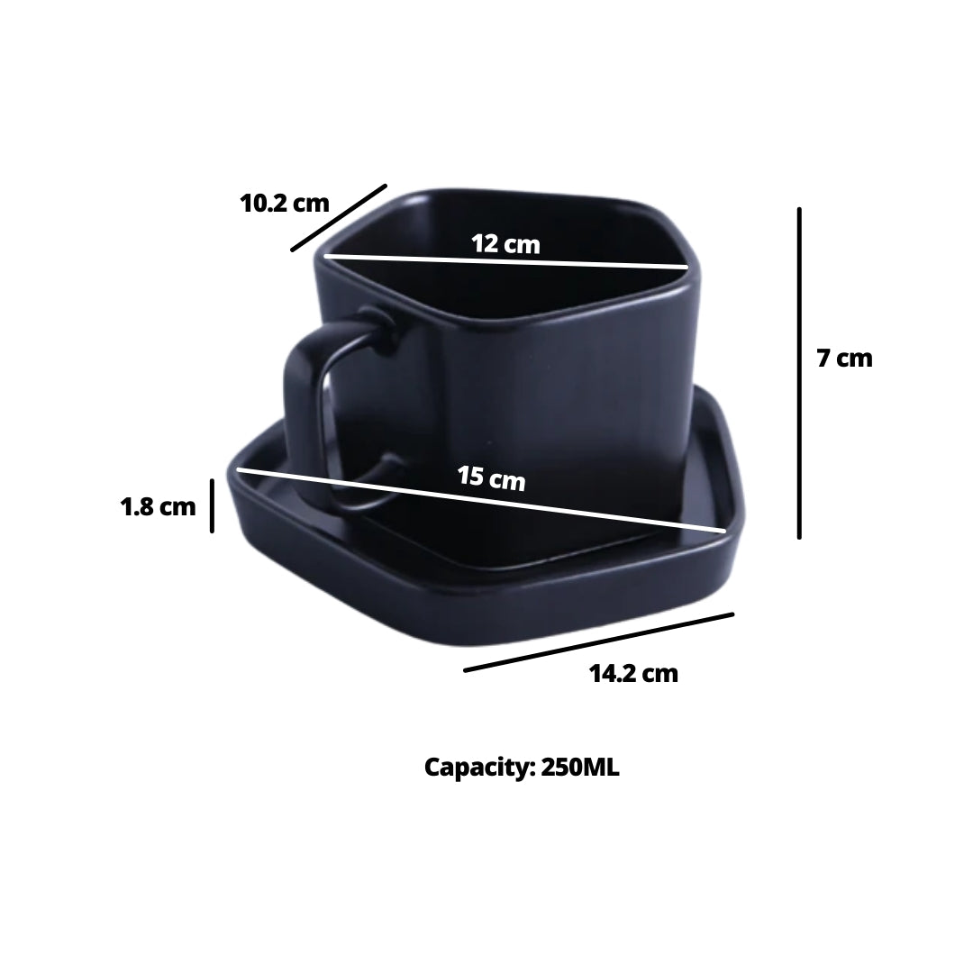 Pentagon Mug with Saucer Blue