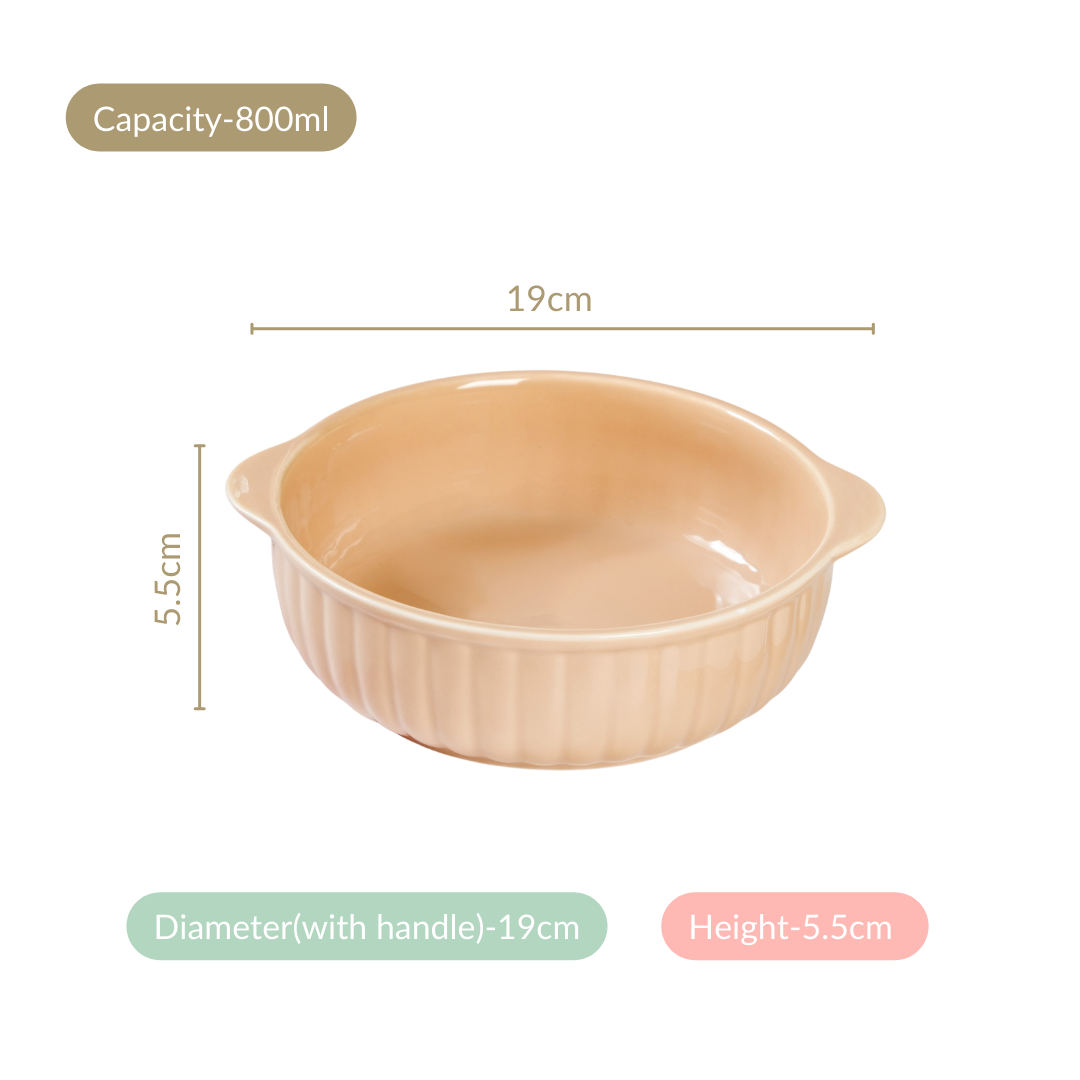 Modern Ribbed Casserole Dishes For Serving Set Of 2 800ml