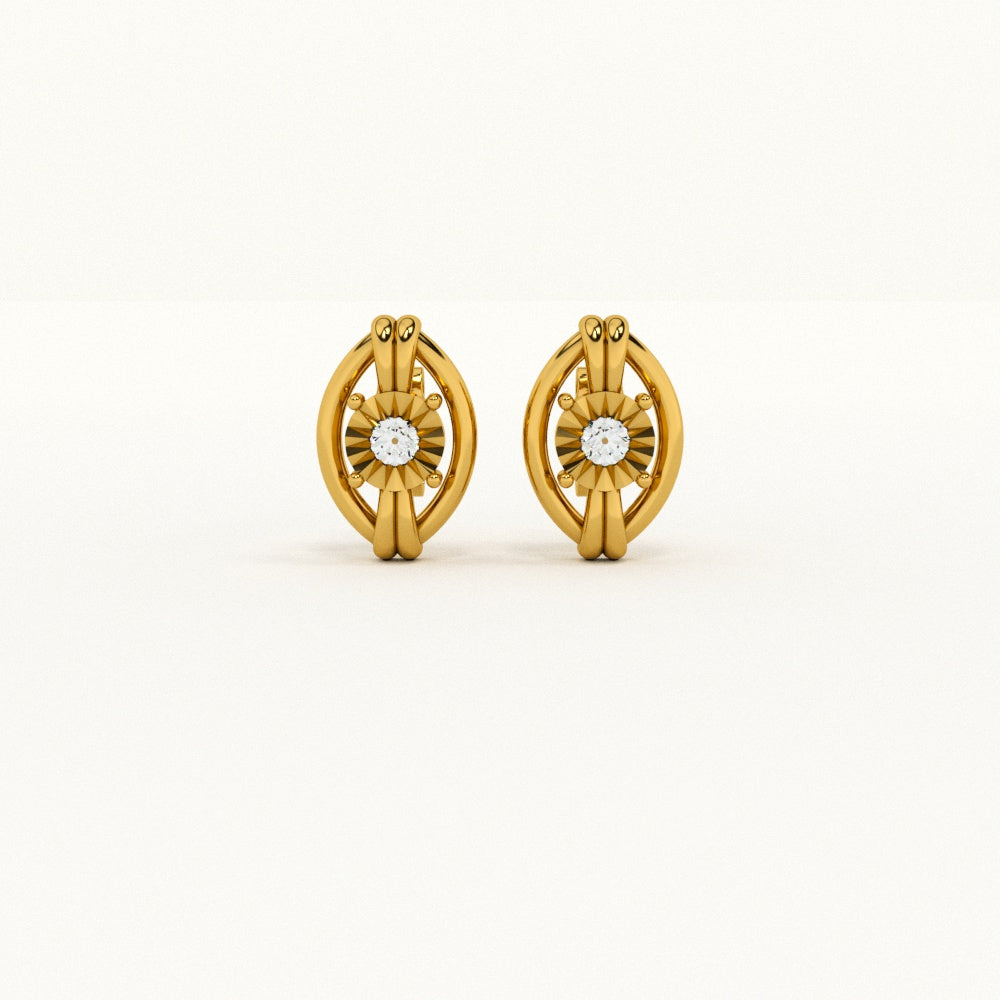 Ornate Glow 9KT Gold Lab Grown Diamond Stud Earring