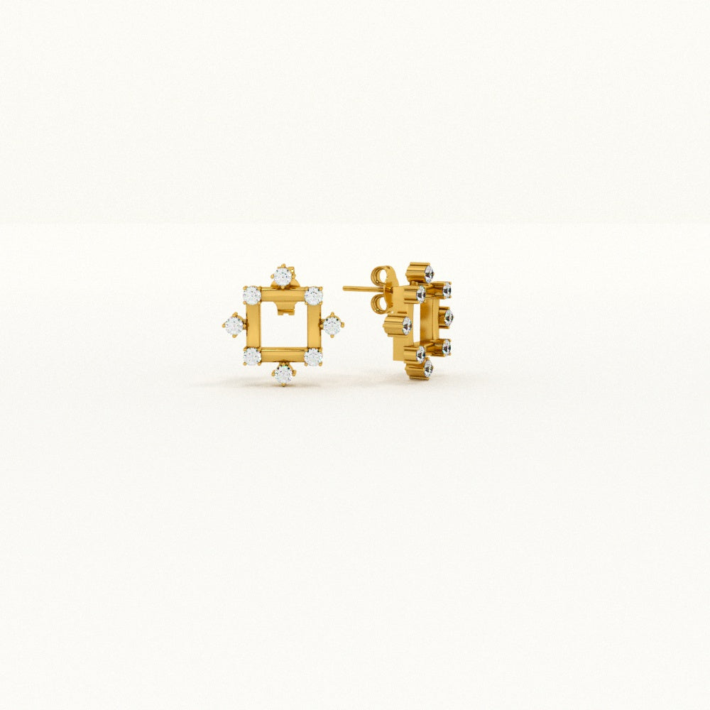 Elegant Edges 9KT Gold Lab Grown Diamond Stud Earring