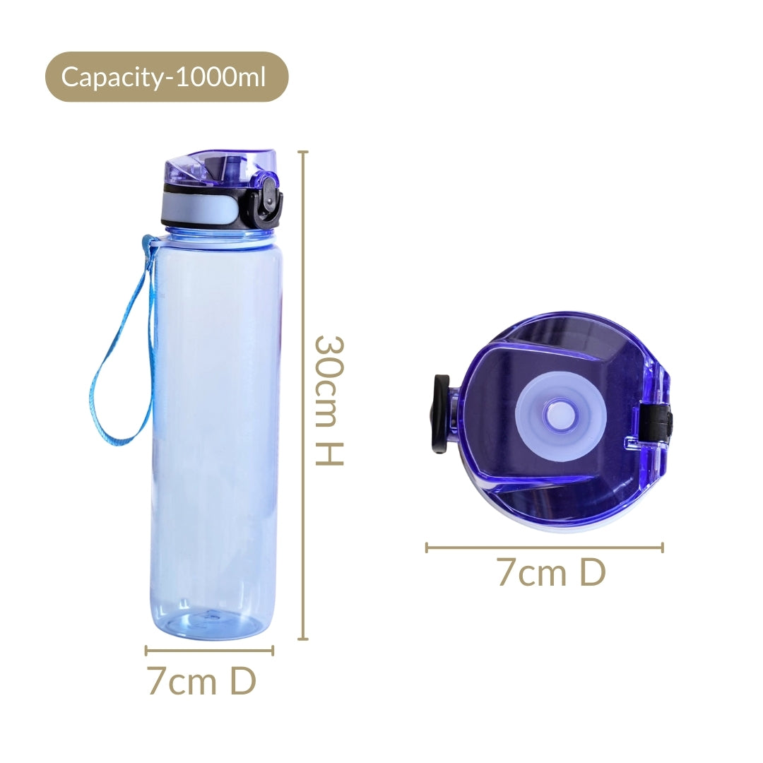 Aqualite Tall Sipper Water Bottle Set Of 2 Blue Jay 1000ml