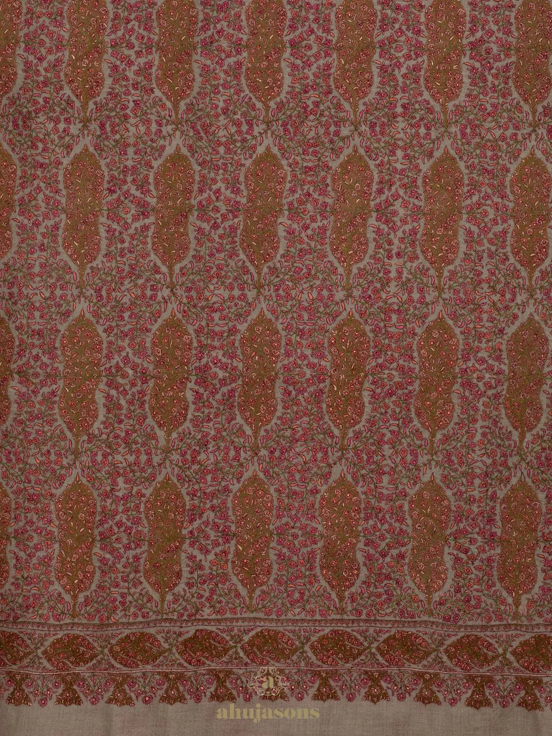 Elegant Handloom Pashmina Shawl Jama Weave in Beige