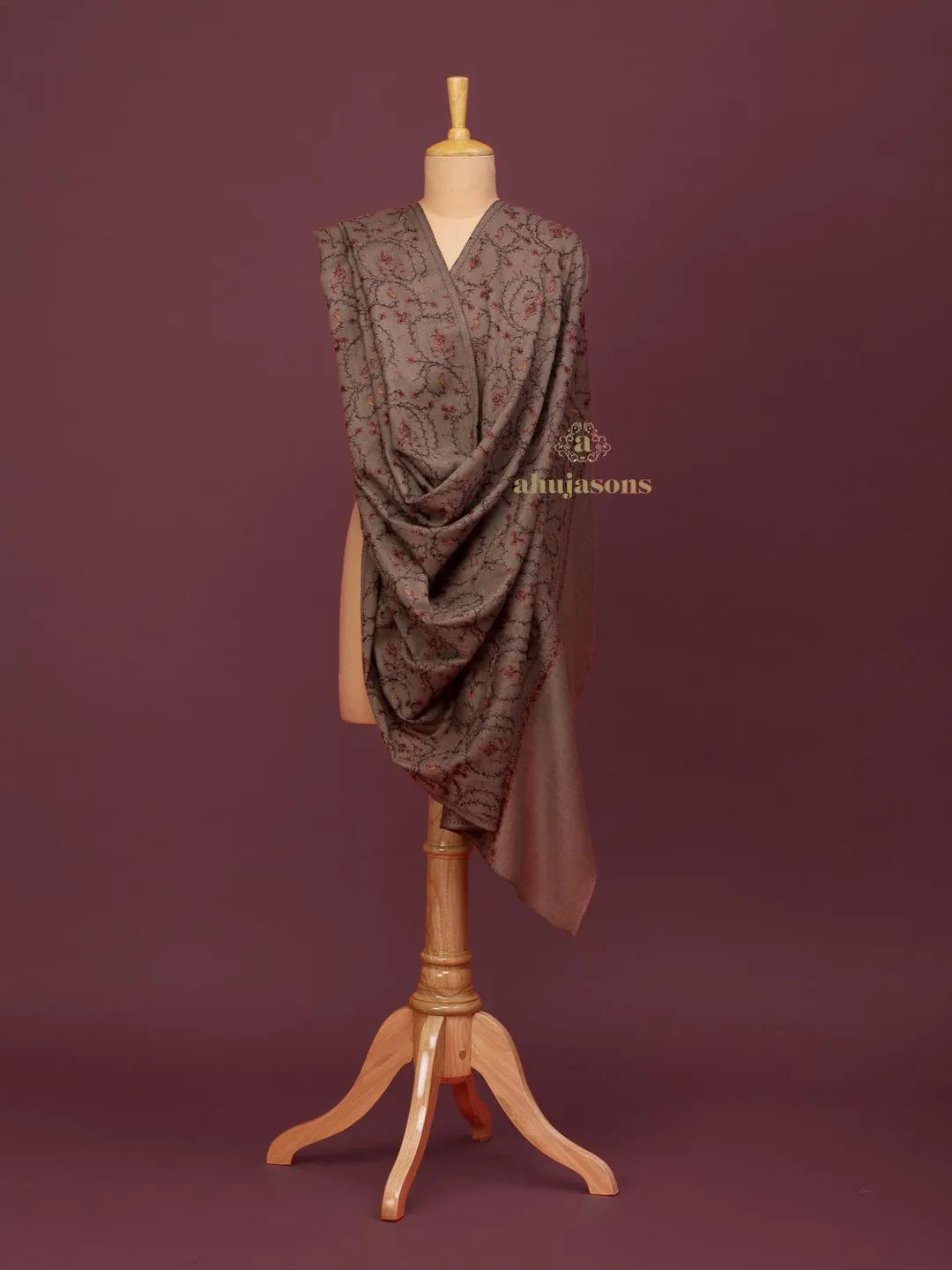 Elegant Cashmina Shawl with Jaal Pattern in Beige