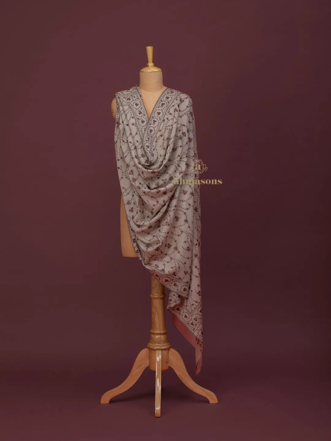 Elegant Cashmina Shawl with Jaal Pattern in Beige