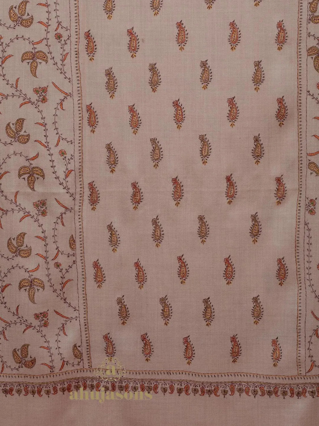 Elegant Cashmina Shawl with Jaal Pattern in Beige