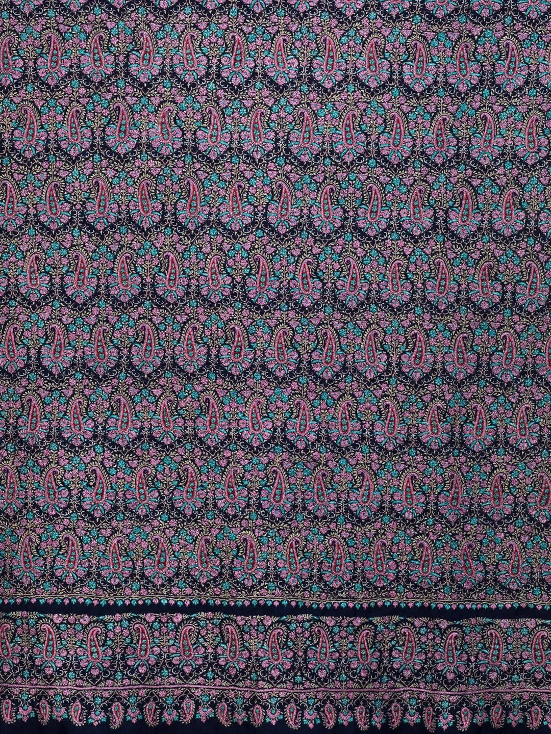 Elegant Handloom Pashmina Shawl Jama Embroidery in Blue