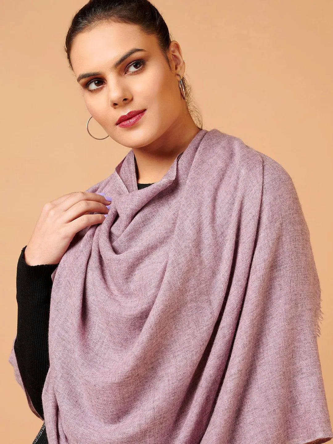 Elegant Stole Wool Blend in Pink