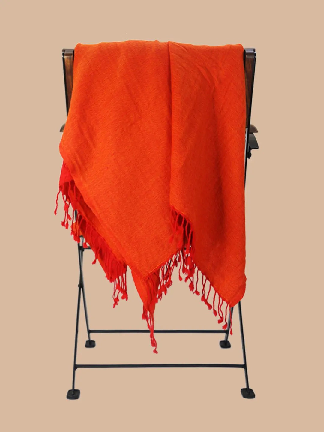 Artisanal Throws Decorative Weave with Reversible Throw Pattern in Dark Orange