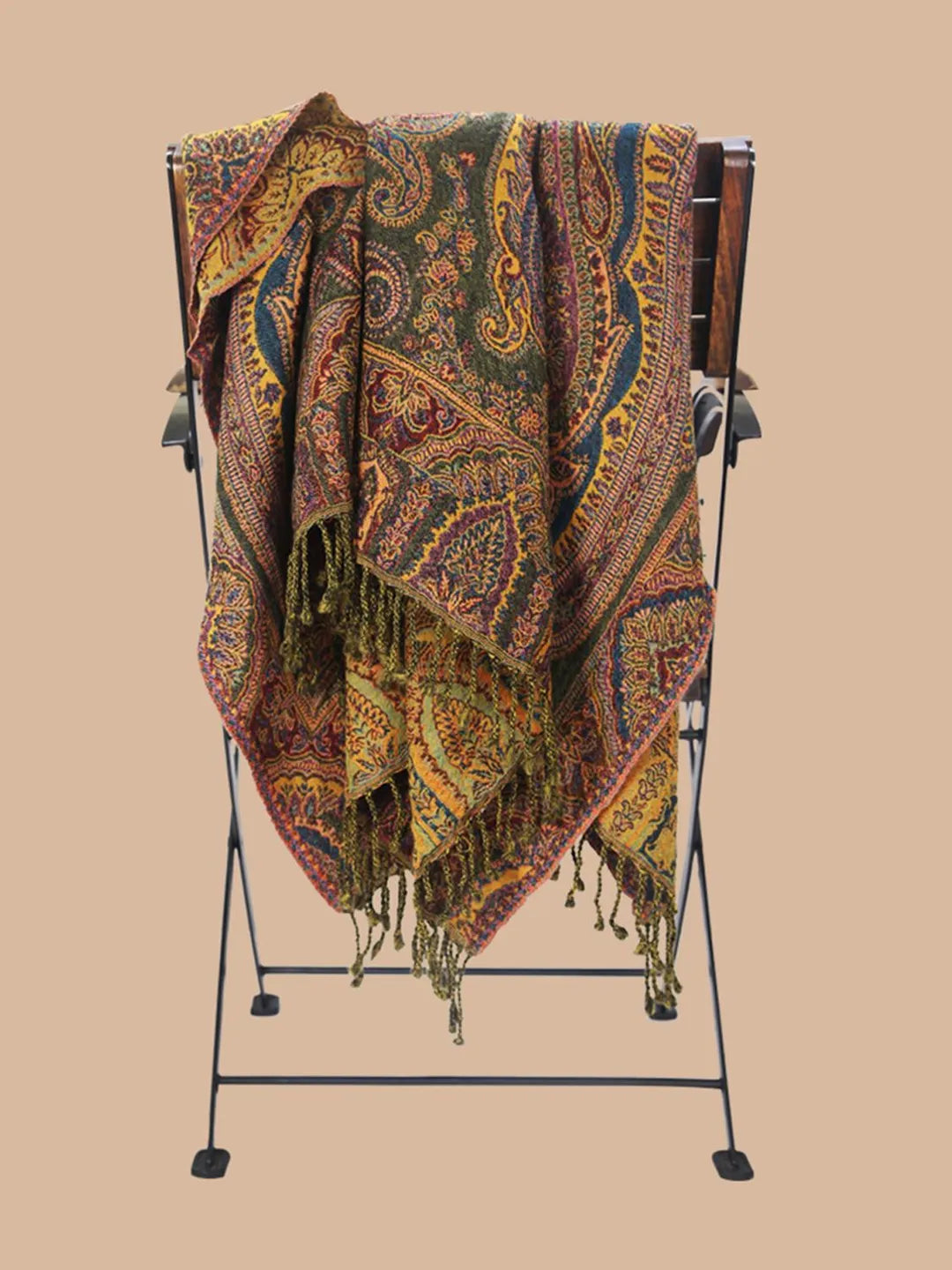 Artisanal Throws Decorative Weave with Jacquard Jamawaar Pattern in Multi Colour