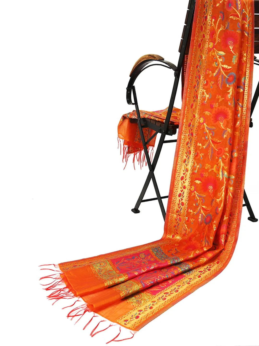 Elegant Silk Dupatta with Silk Duptta Pattern in Orange