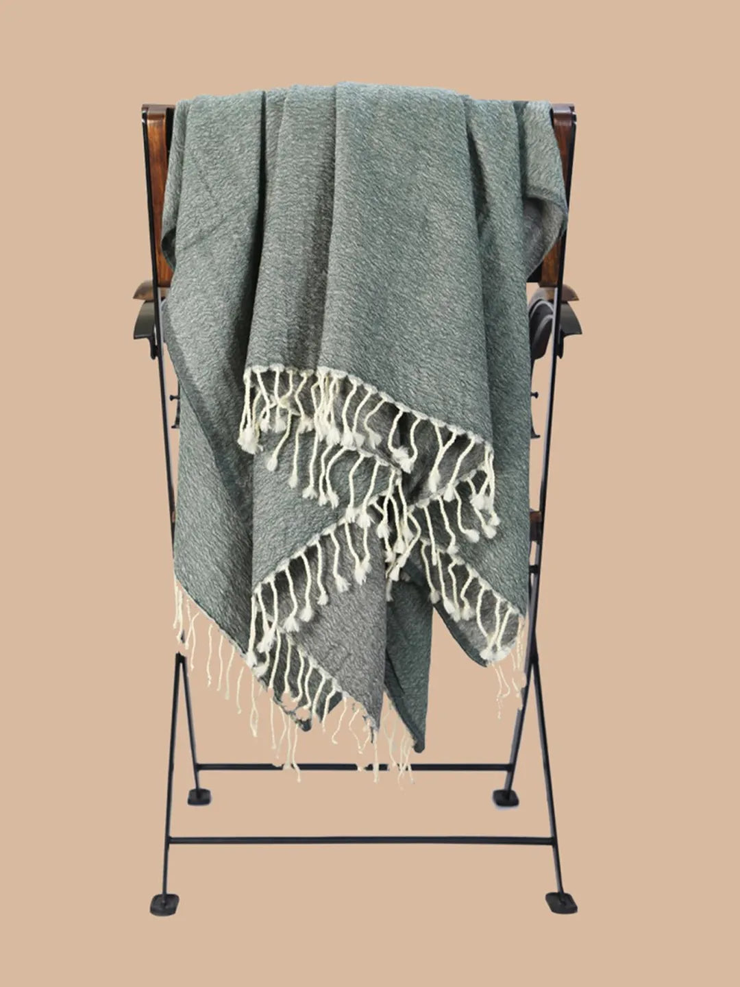 Artisanal Throws Decorative Weave with Reversible Throw Pattern in Gray