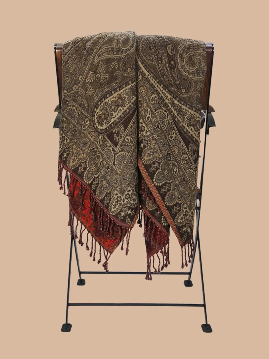 Artisanal Throws Decorative Weave with Reversible Throw Pattern in Brown