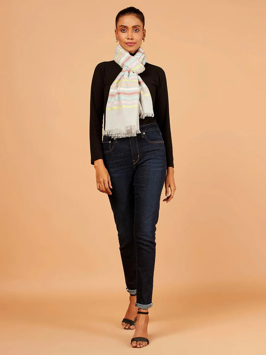 Elegant Stole with Dobby Pattern in Multi