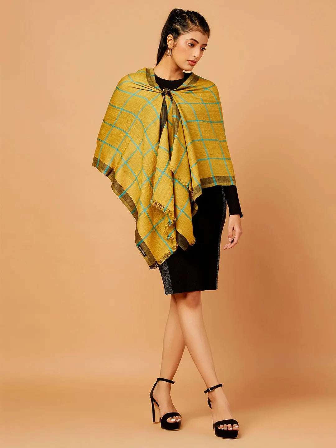 Elegant Stole with Dobby Pattern in Mustard