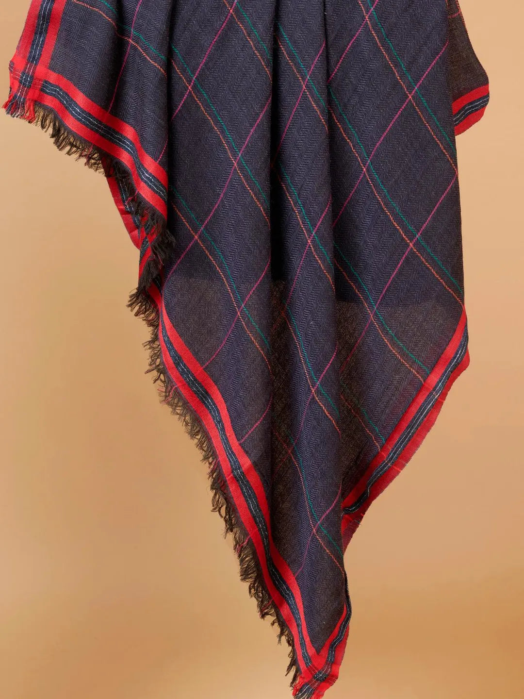 Elegant Shawl Wool Blend with Dobby Pattern in Blue