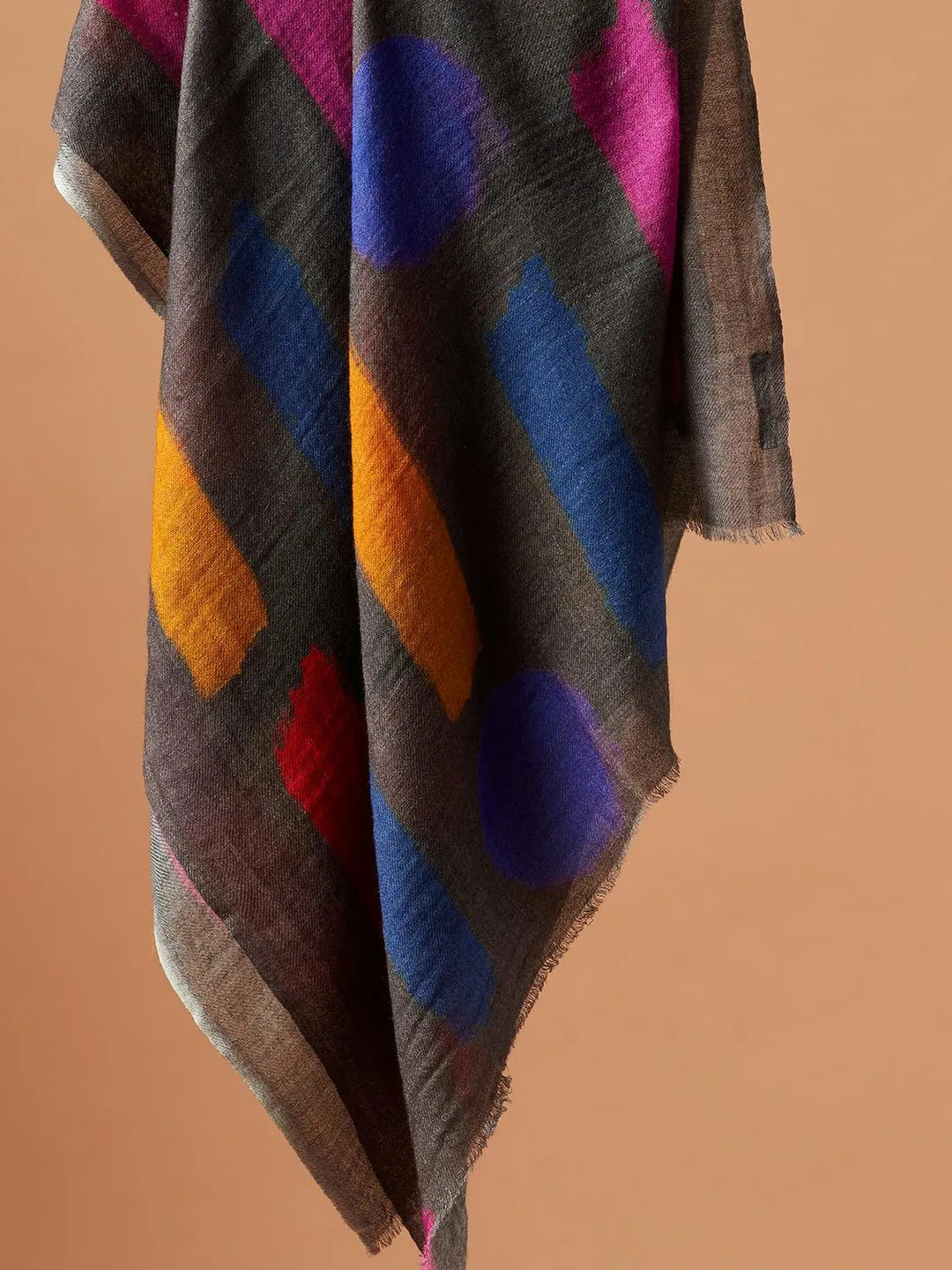 Elegant Stole Wool Blend with Printed Pattern in Multi