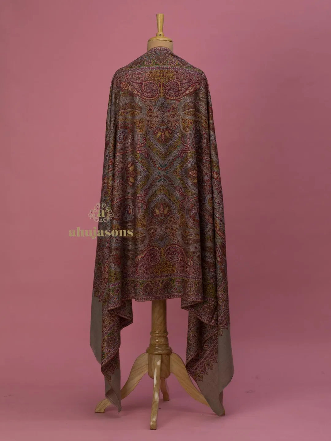 Elegant Handloom Pashmina Shawl – Aabdaar Embroidery in Warm Beige