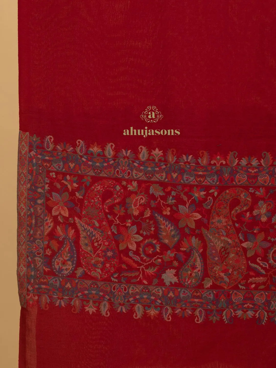 Elegant Stole Wool Blend with Palla Pattern in Maroon