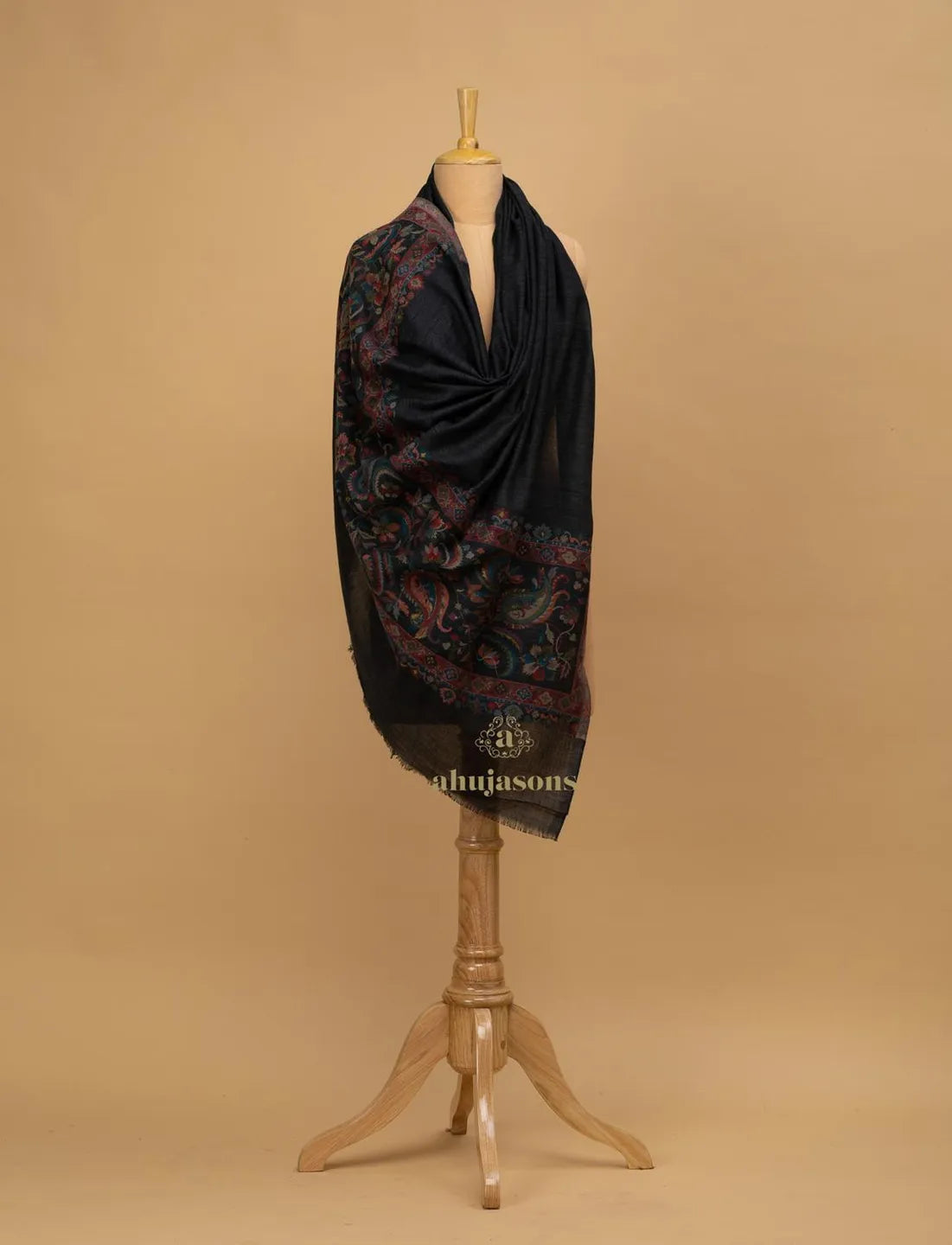 Elegant Shawl Wool Blend with Palla With Zari Pattern in Multi