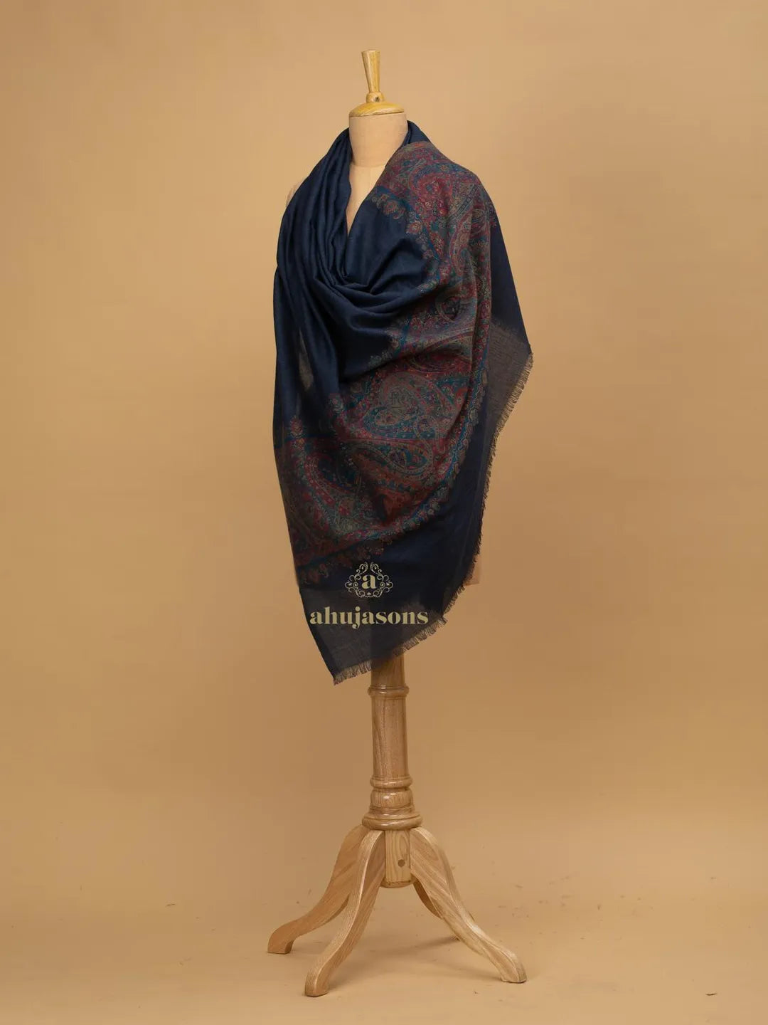 Elegant Shawl Wool Blend with Palla With Zari Pattern in Multi