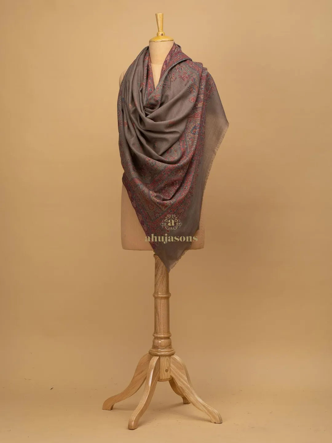 Elegant Shawl Wool Blend with Booti Pattern in Multi