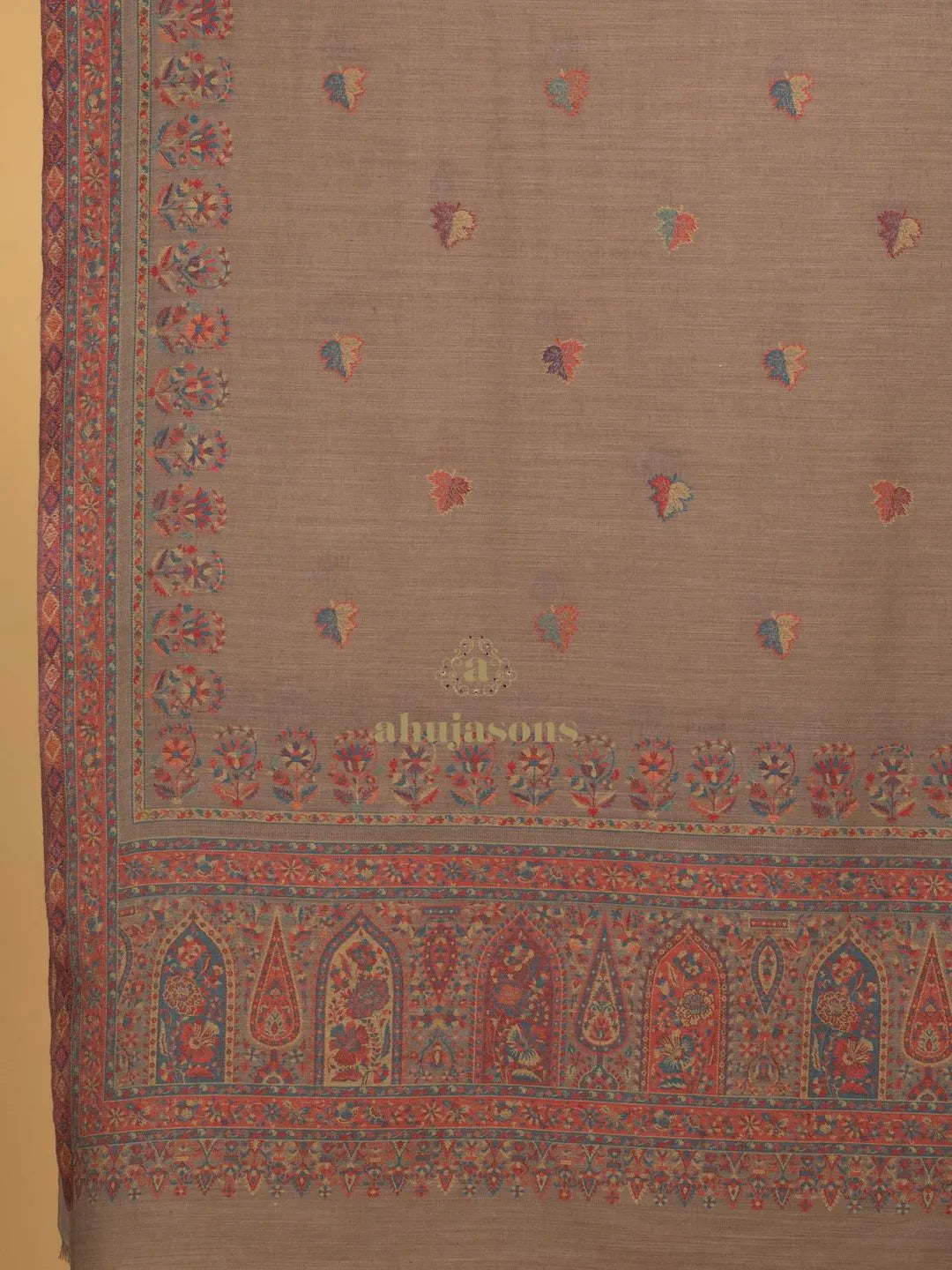 Elegant Shawl Wool Blend with Booti Pattern in Multi