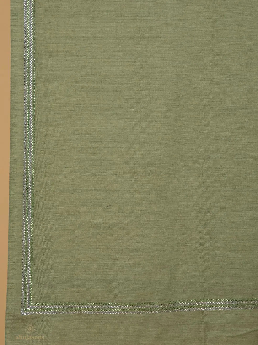 Elegant Stole Wool Blend with Dobby Pattern in Pista Green