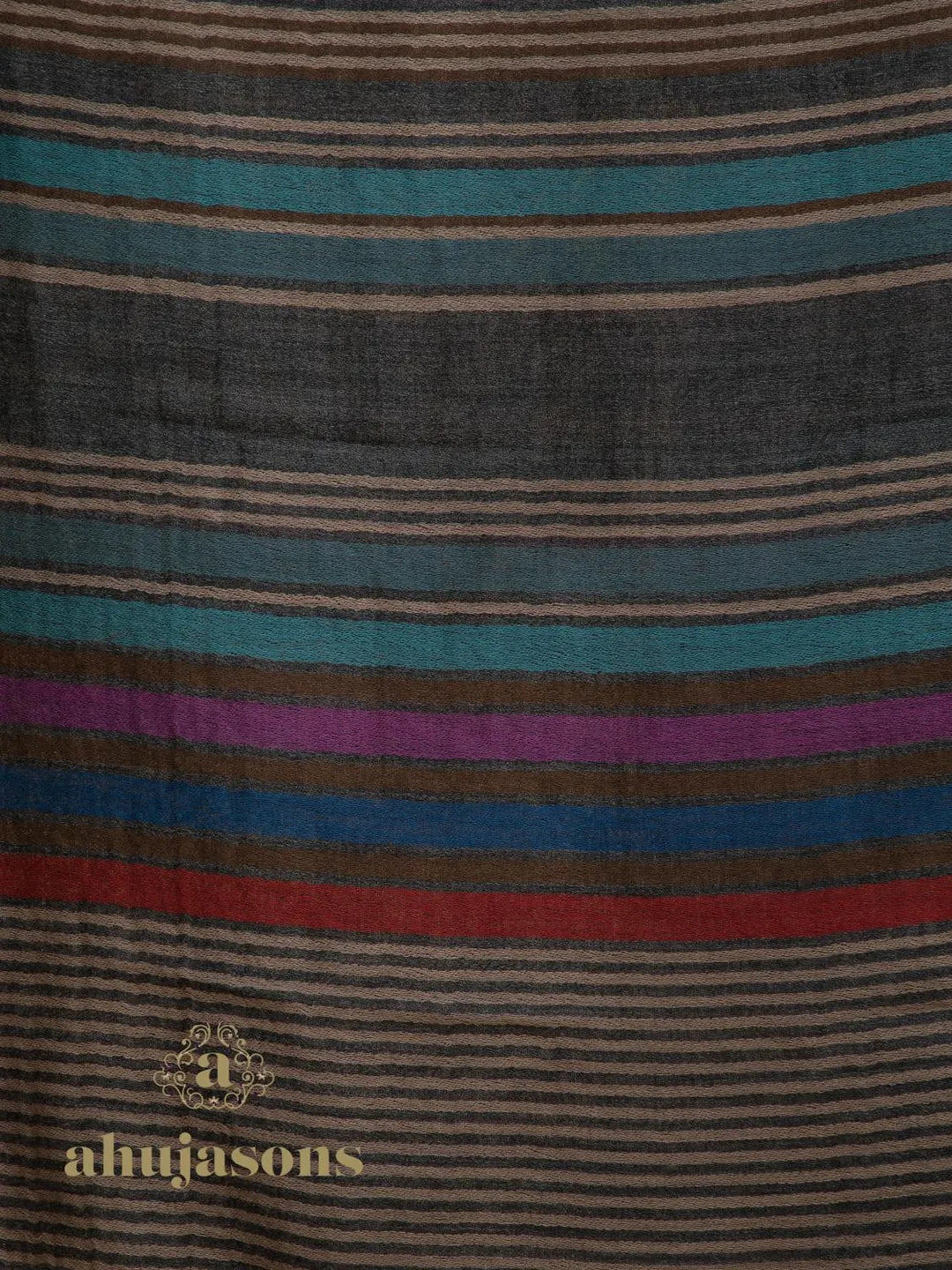 Elegant Stole Wool Blend with Dobby Pattern in Multi