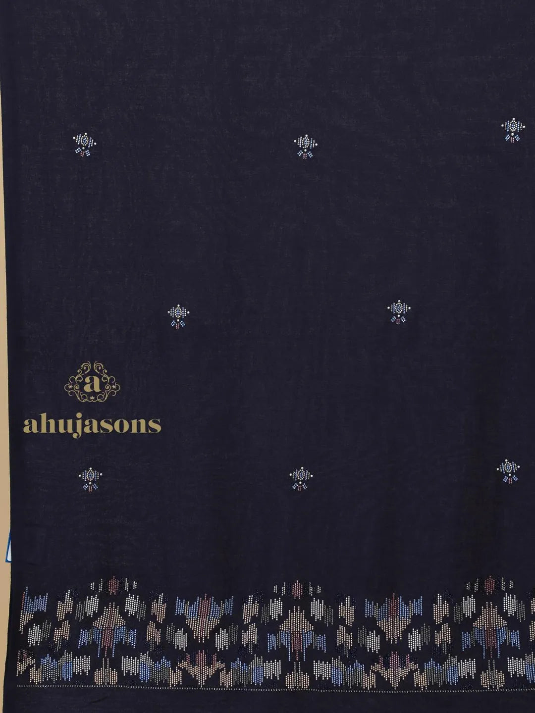 Elegant Stole Wool Blend with Dobby Pattern in Blue