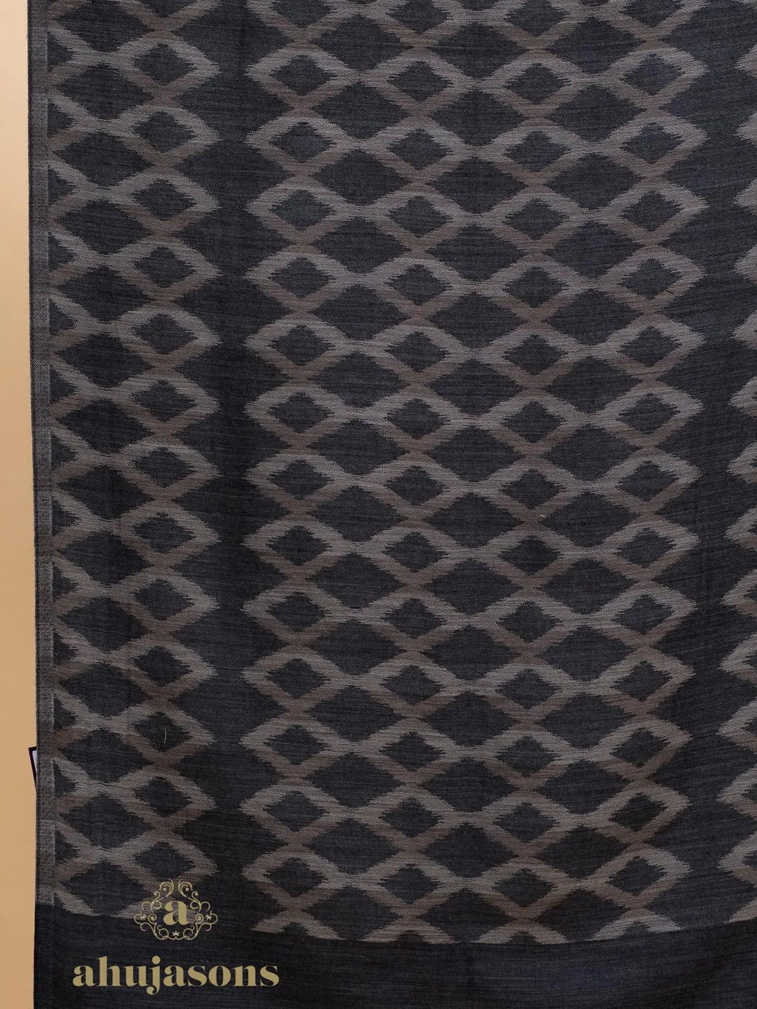 Elegant Stole with Ekat Pattern in Black